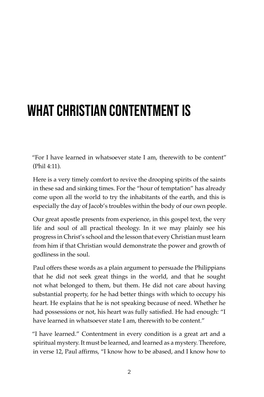 Opening of What Christian Contentment Is, printed page 2 of this edition
